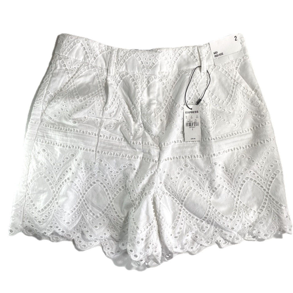 Express White High Waist Lace Shorts